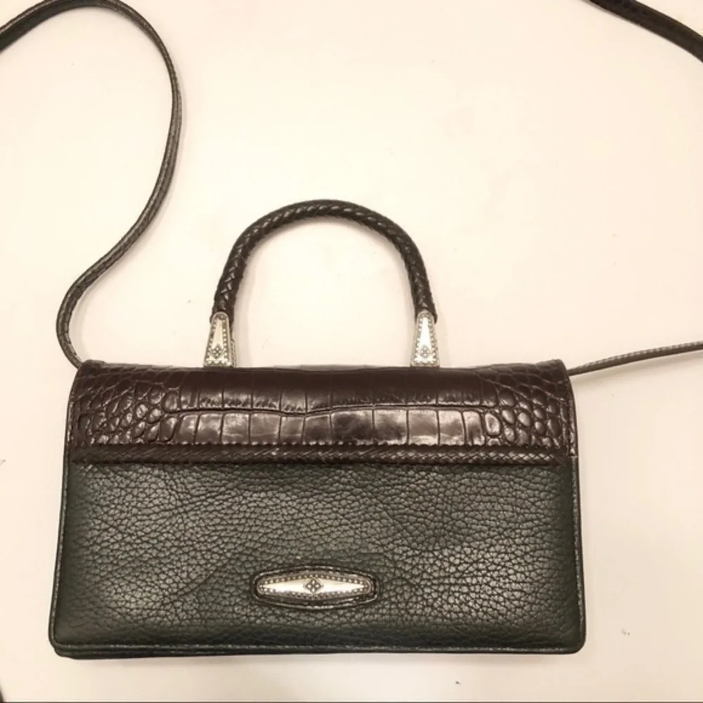 Brighton black leather top handle crossbody bag